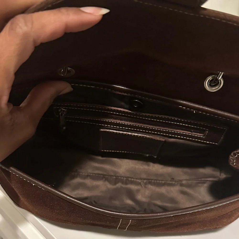 Coach Dark Brown Leather and Suede Briefcase